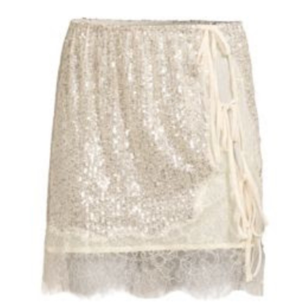 Free People Gold Rush Half Mini Slip Skirt NWT